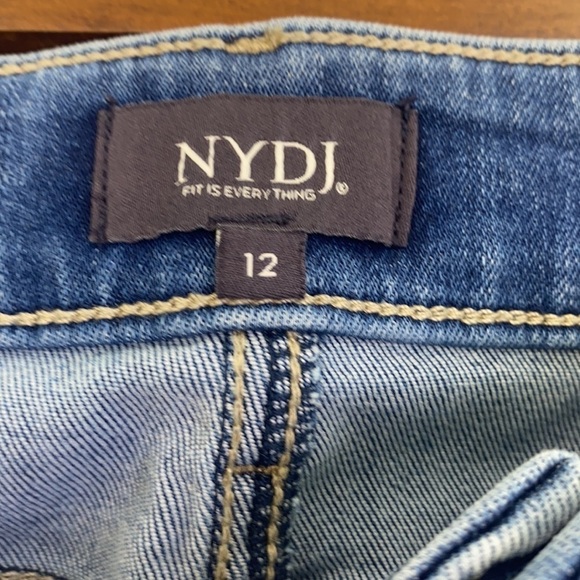 NYDJ - Marilyn Straight Light Distressed Paint Splattered Jeans Size 12 - Picture 8 of 15